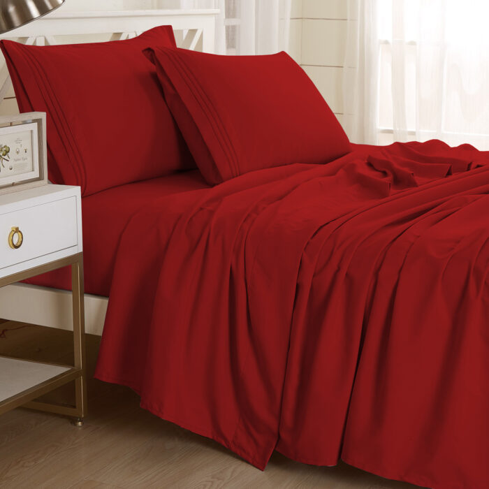 Textilia™ Twin Size 3 Piece Bedsheet Set - Burgundy